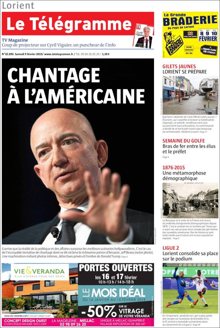 Portada de Télégramme (Francia)