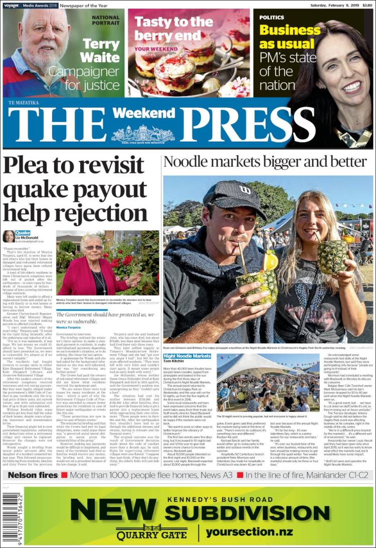 Portada de The Press (New Zealand)