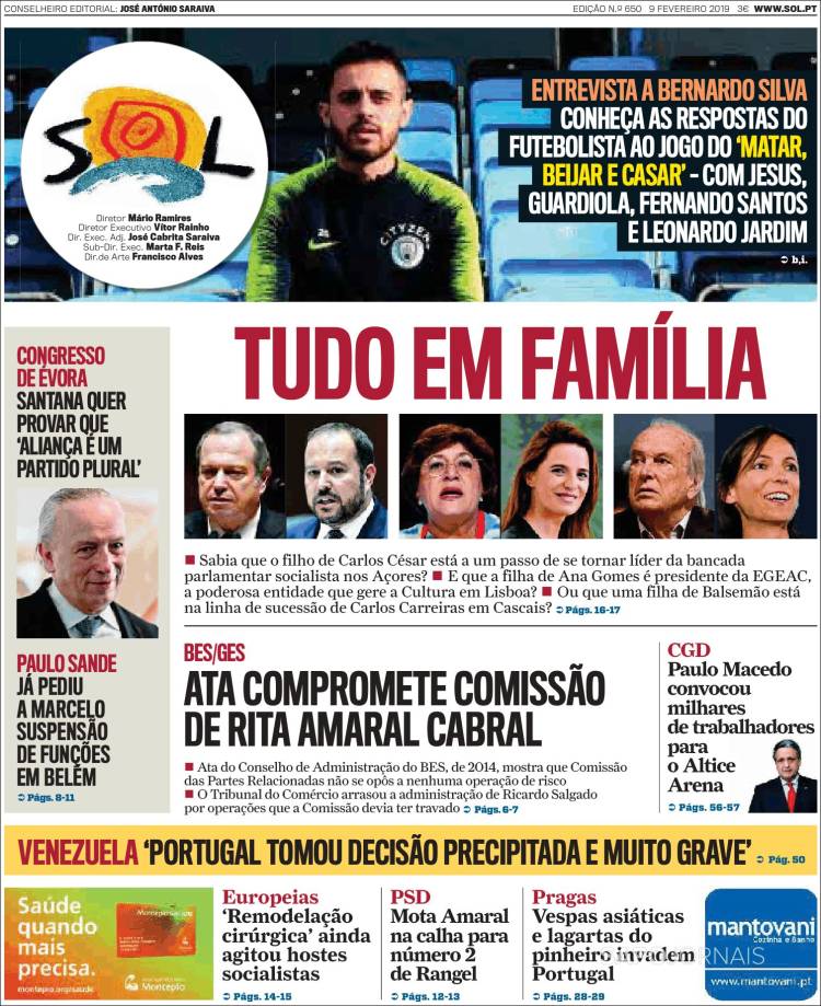 Portada de Jornal Sol (Portugal)