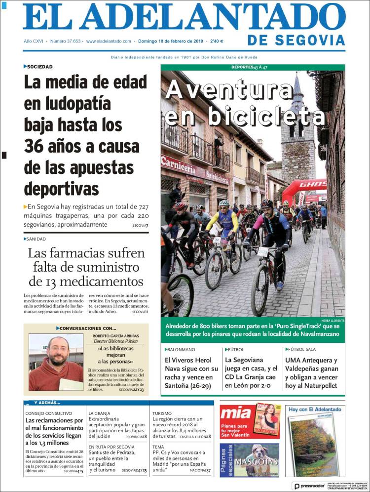 Portada de El Adelantado de Segovia (España)