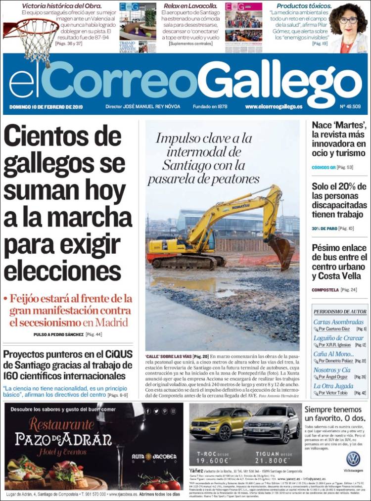 Portada de El Correo Gallego (España)