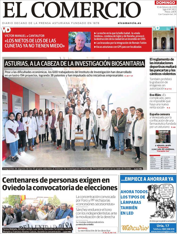 Portada de El Comercio (España)