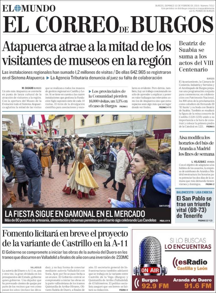 Portada de El Correo de Burgos (España)