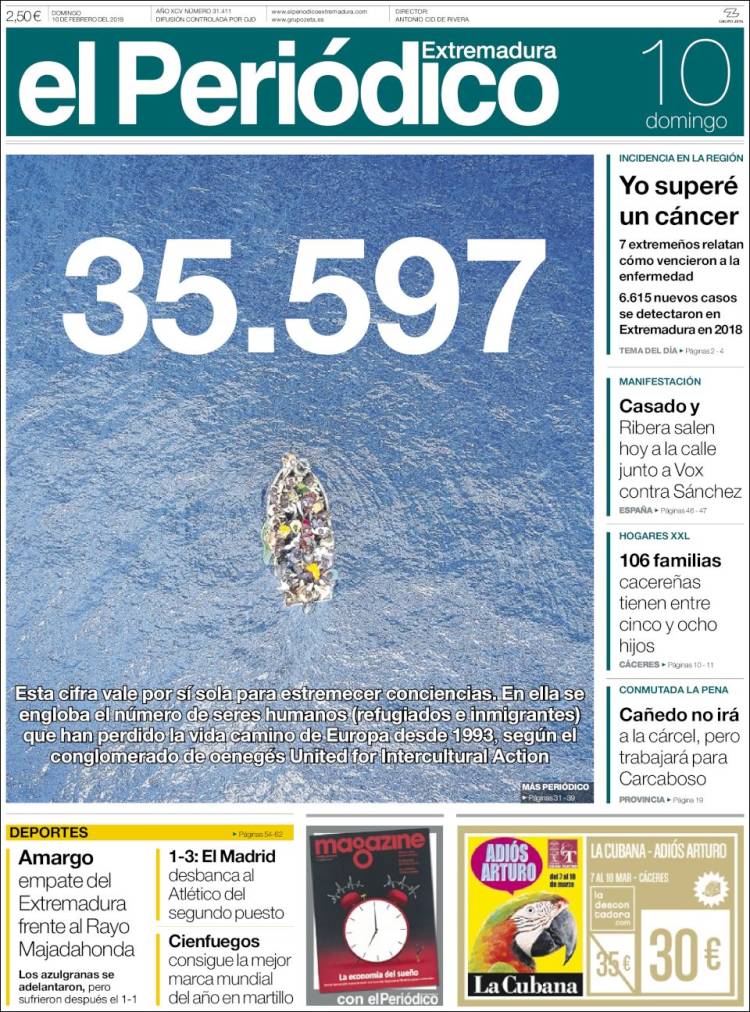 Portada de El Periódico de Extremadura (España)