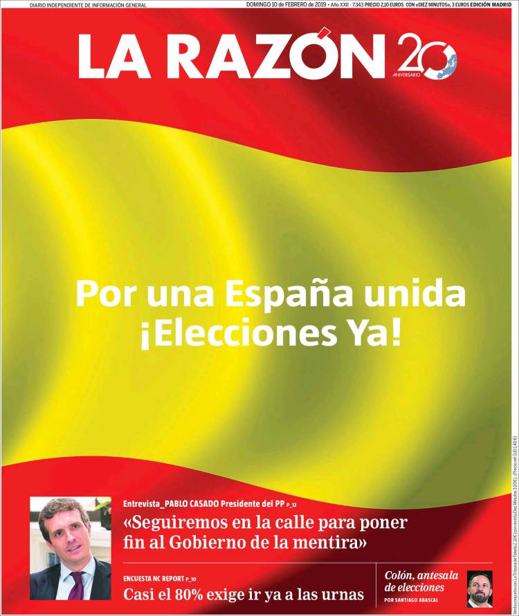 Portada de La Razón (España)