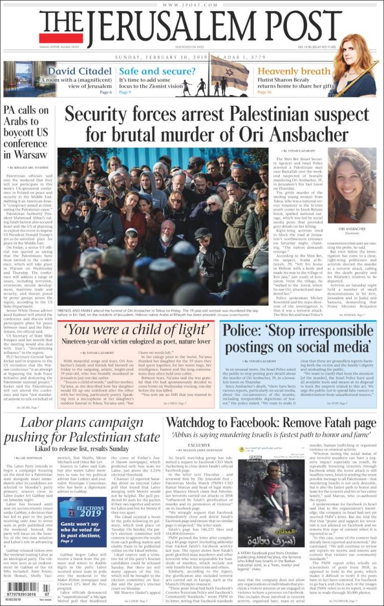 Portada de The Jerusalem Post (Israel)