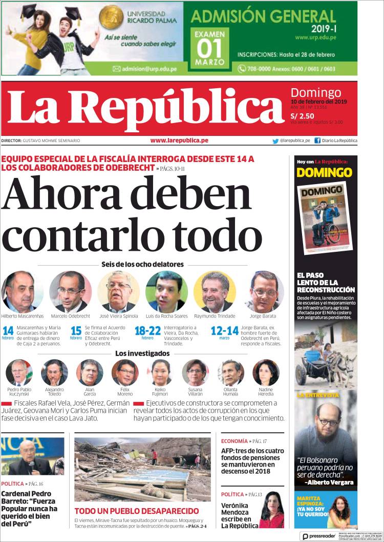 Portada de La Republica (Per&uacute;)