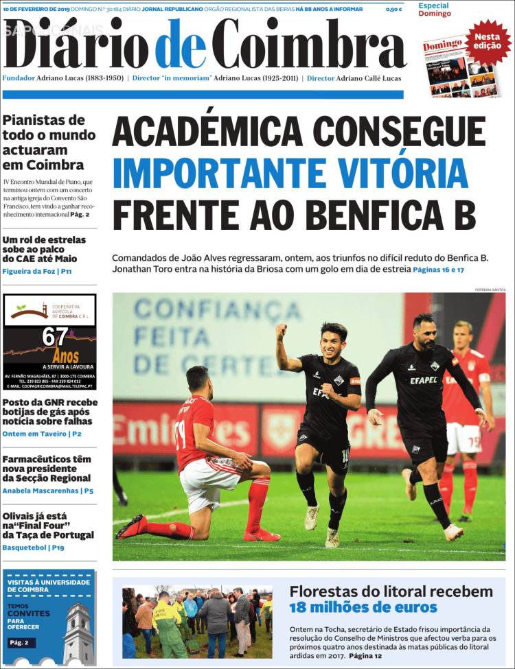 Portada de Diário de Coimbra (Portugal)