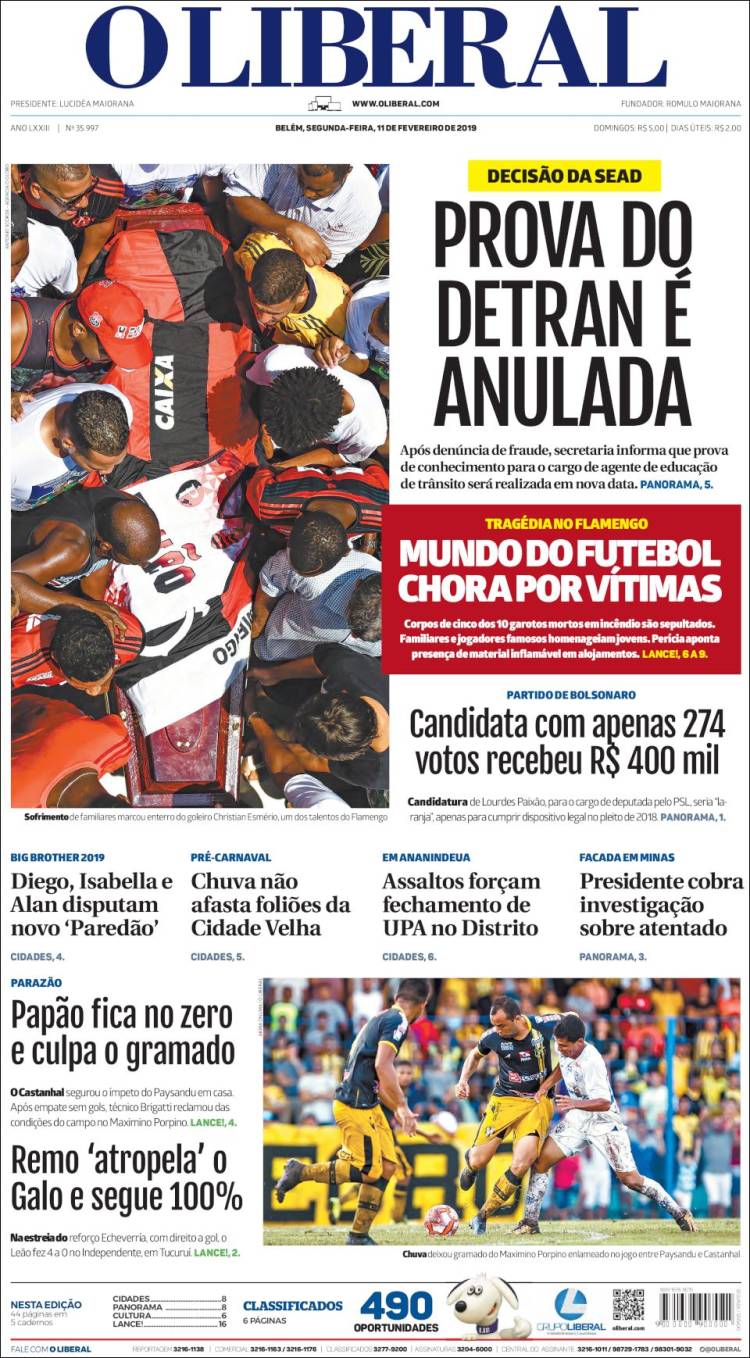 Portada de O Liberal (Brasil)