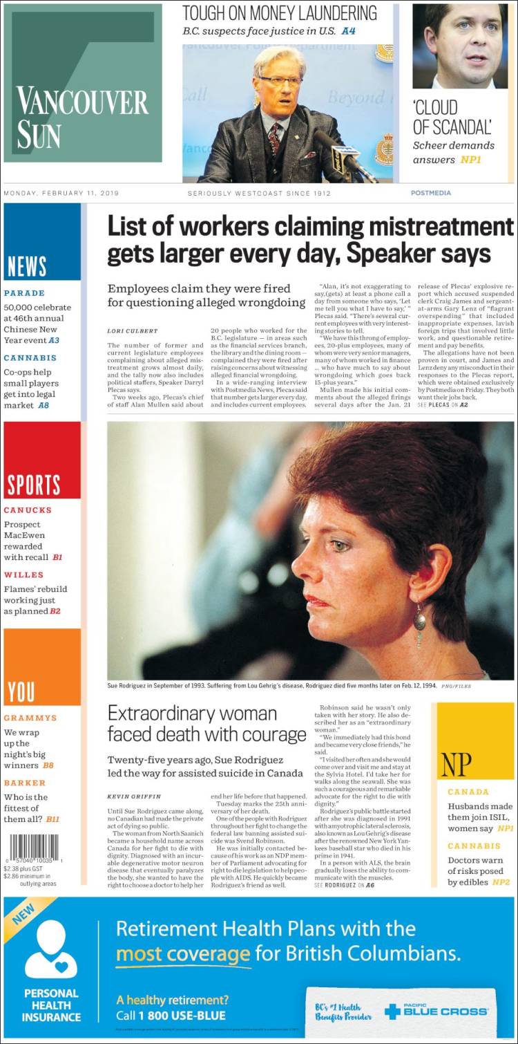 Portada de The Vancouver Sun (Canadá)