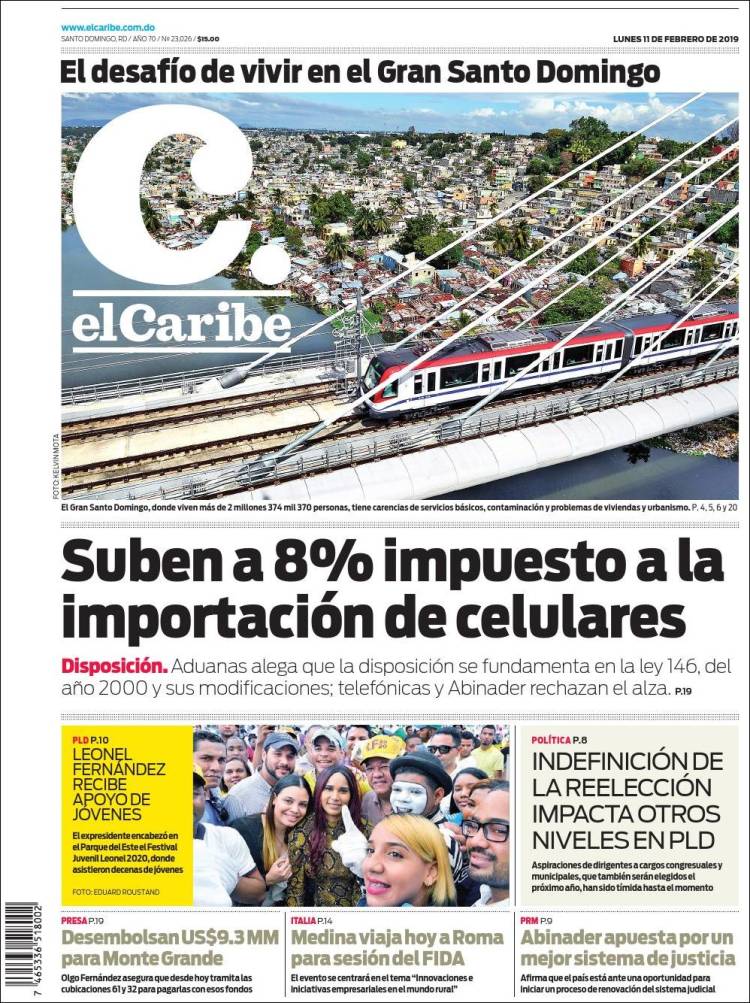 Portada de El Caribe (R. Dominicana)