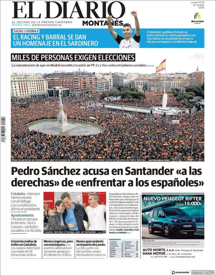 Portada de El Diario Montañés (España)