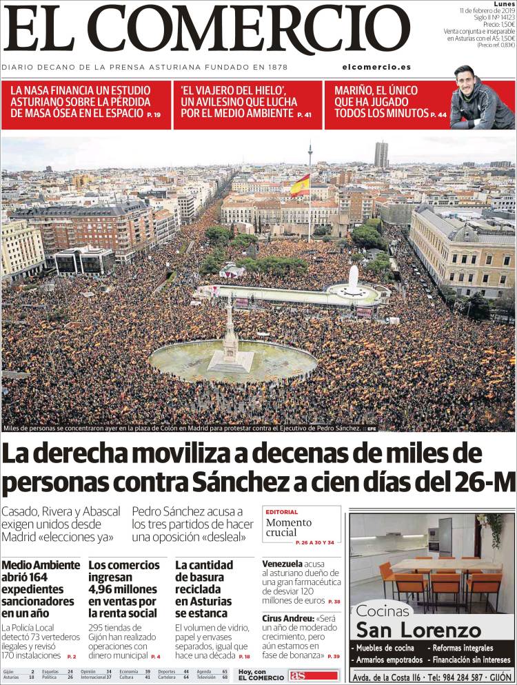 Portada de El Comercio - Gijón (España)