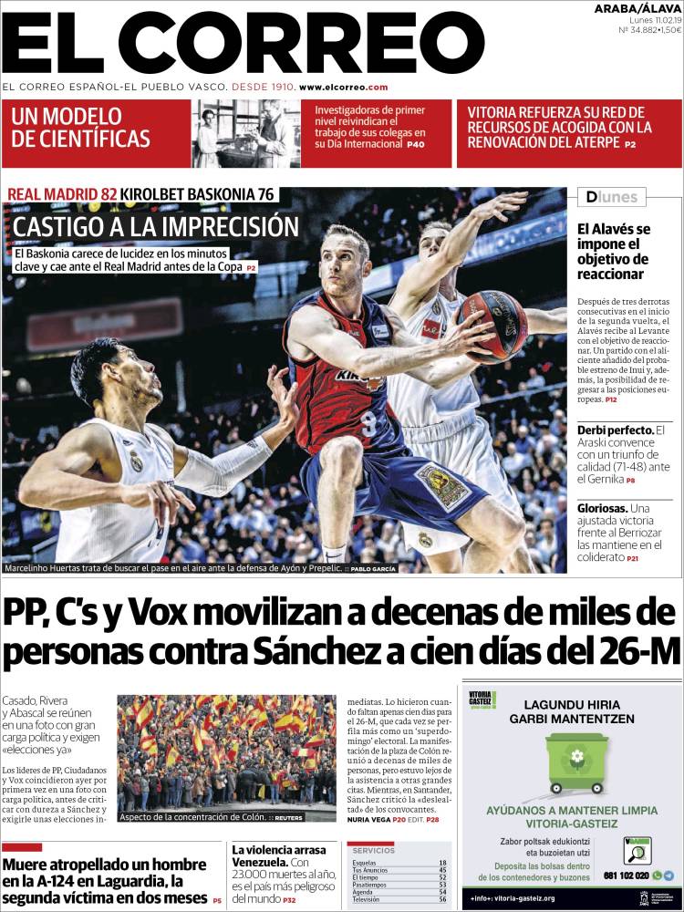 Portada de El Correo - Álava (España)