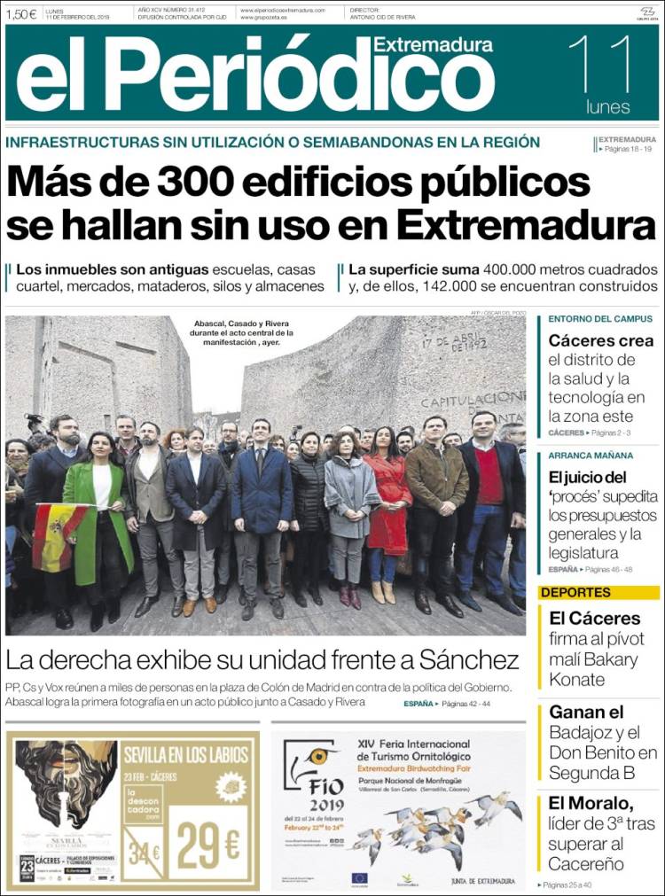 Portada de El Periódico de Extremadura (España)