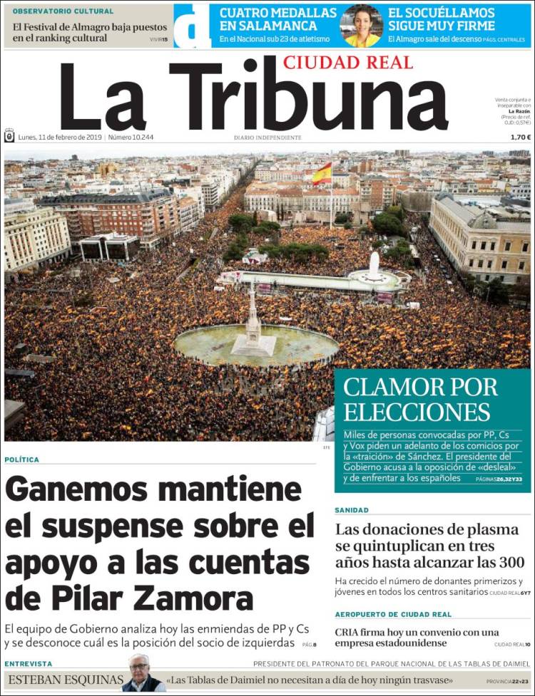 Portada de La Tribuna de Ciudad Real (España)