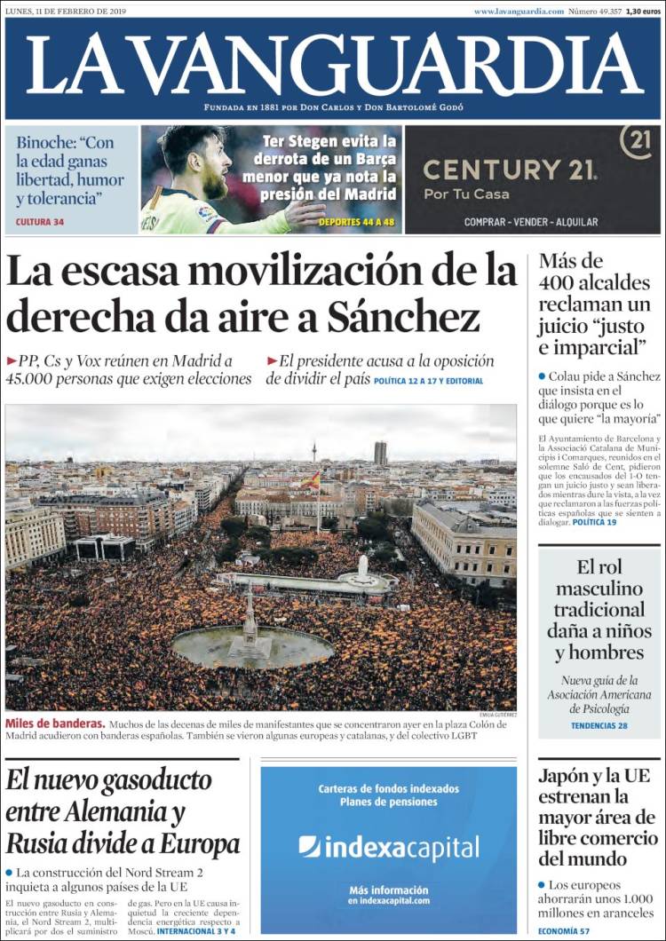 Portada de La Vanguardia (España)