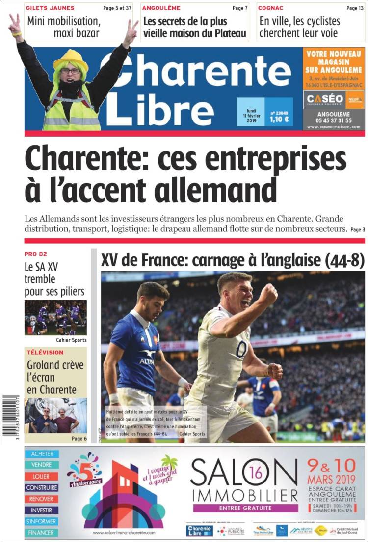 Portada de Charente Libre (Francia)