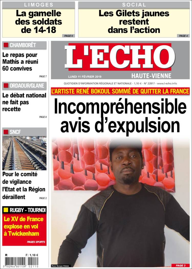 Portada de L'Echo de la Haute-Vienne (Francia)