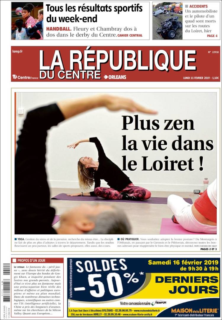 Portada de La République du Centre (Francia)