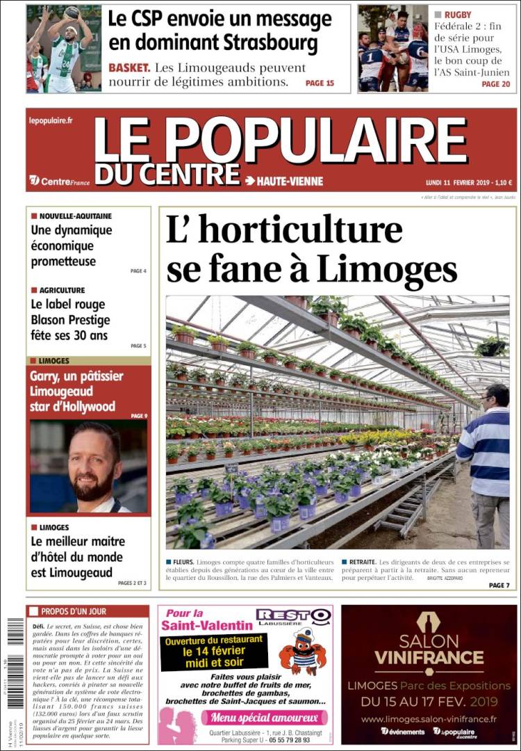 Portada de Le Populaire du Centre (Francia)