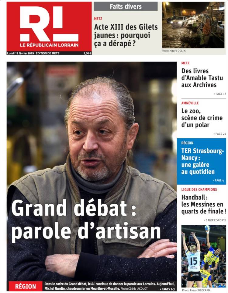Portada de Le Republicain Lorrain (Francia)