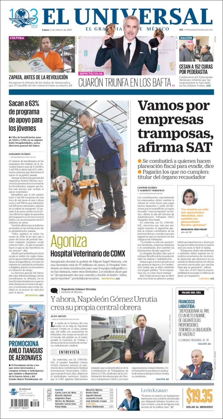 Portada de El Universal (M&eacute;xico)