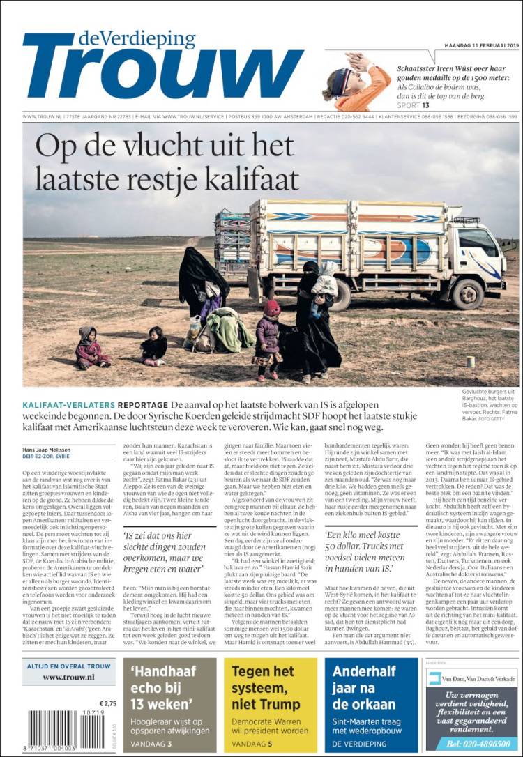 Portada de Trouw (Pa&iacute;ses Bajos)