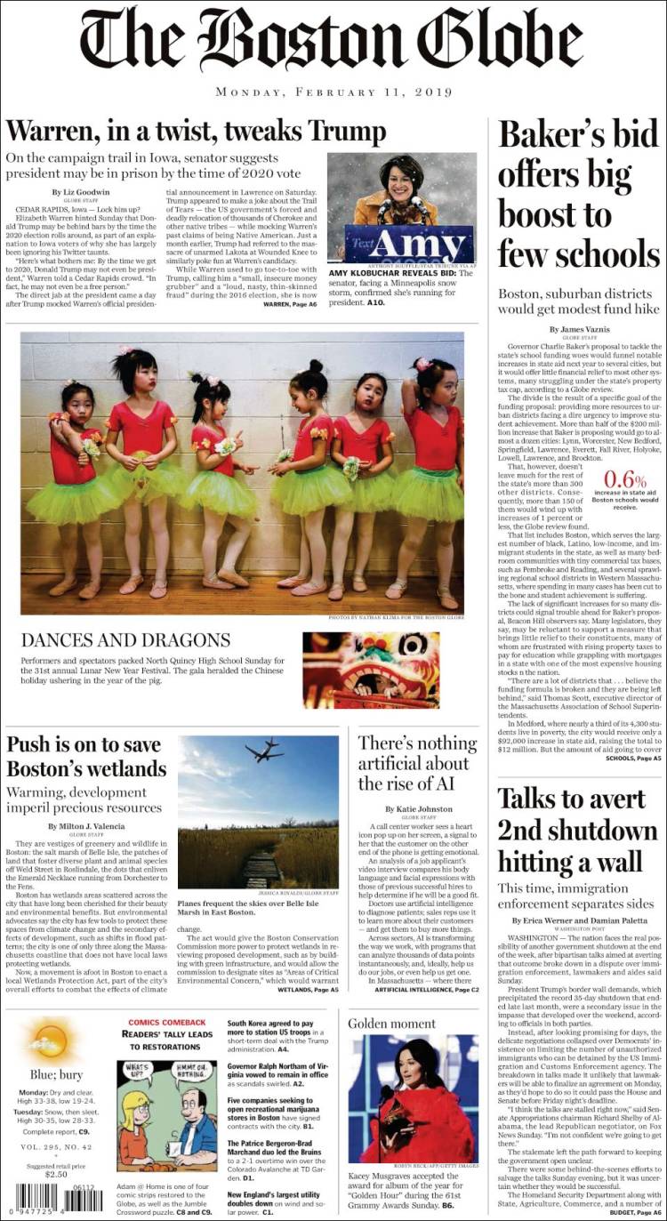 Portada de Boston Globe (USA)