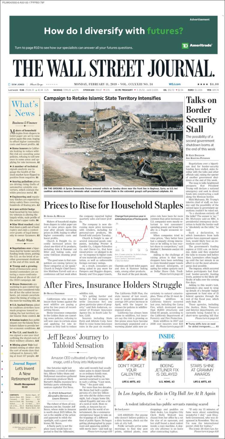 Portada de Wall Street Journal (USA)