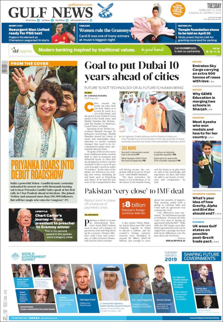 Portada de Gulf News (Asia-Pacífico)