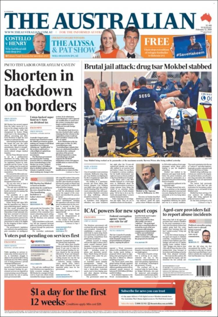 Portada de The Australian (Australia)