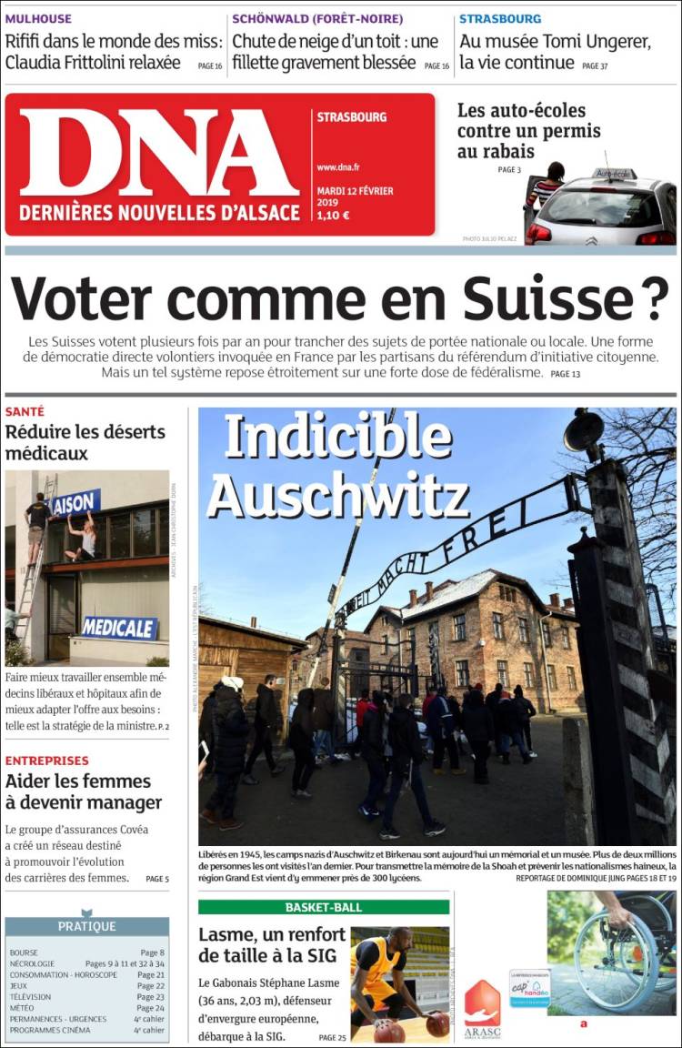 Portada de Les Dernières Nouvelles d'Alsace (Francia)