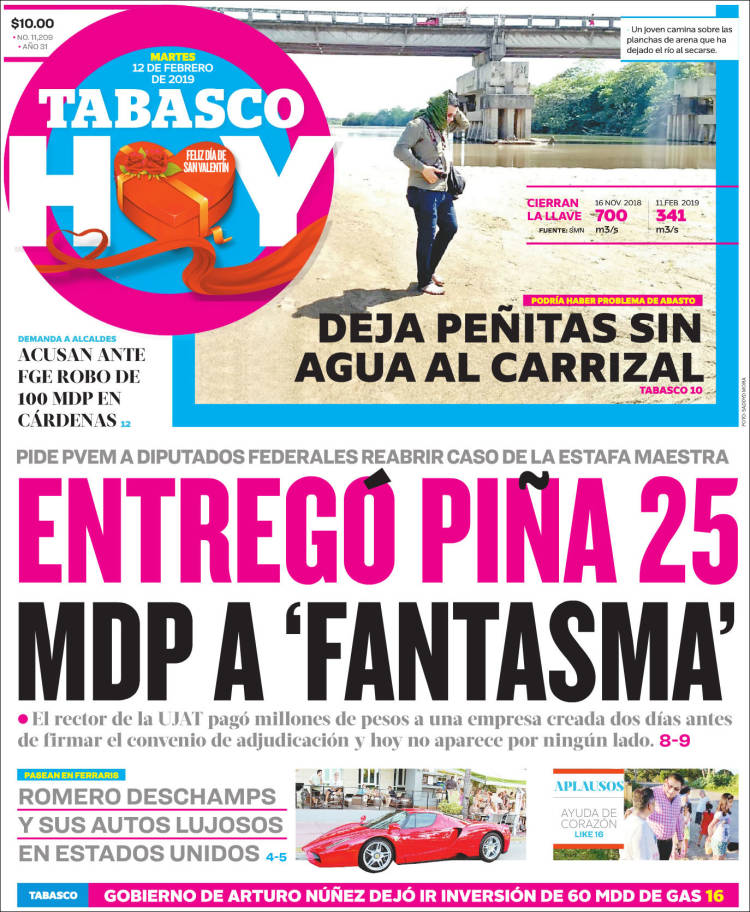 Portada de Tabasco Hoy (México)