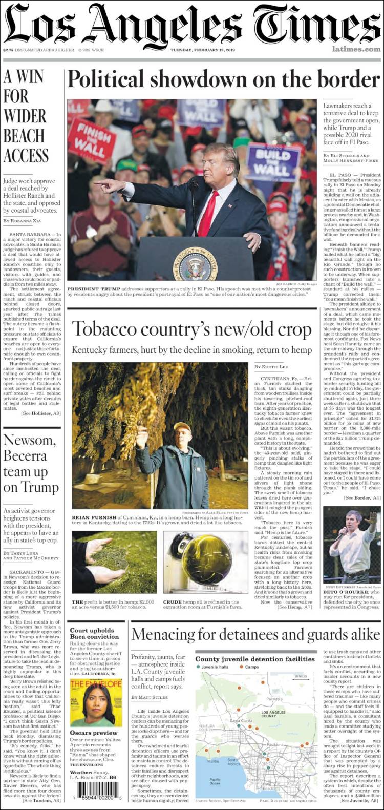 Portada de Los Angeles Times (USA)