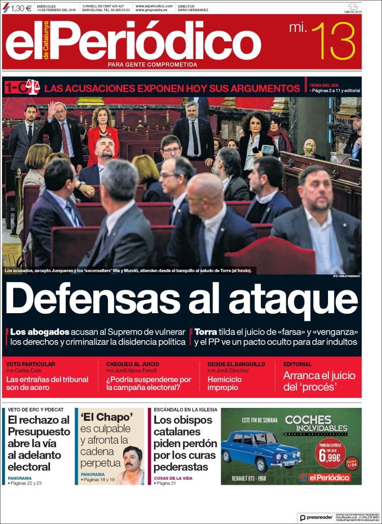 Portada de El Periódico (España)