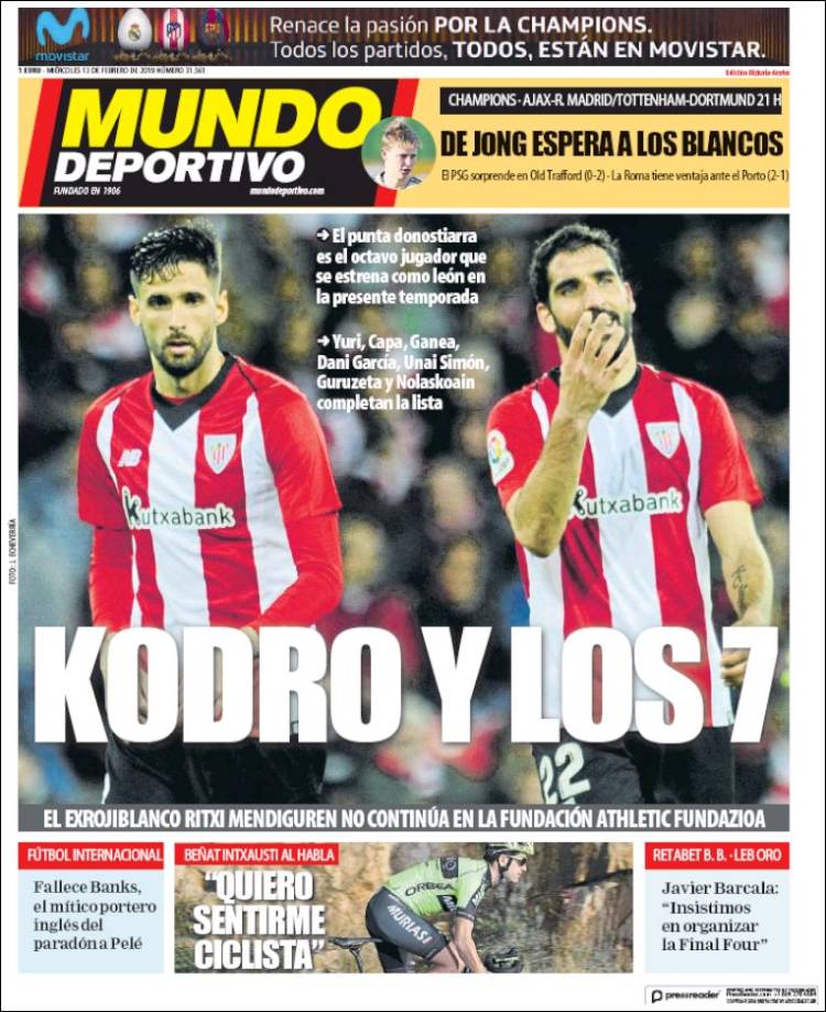 Portada de Mundo Deportivo Bizkaia (España)