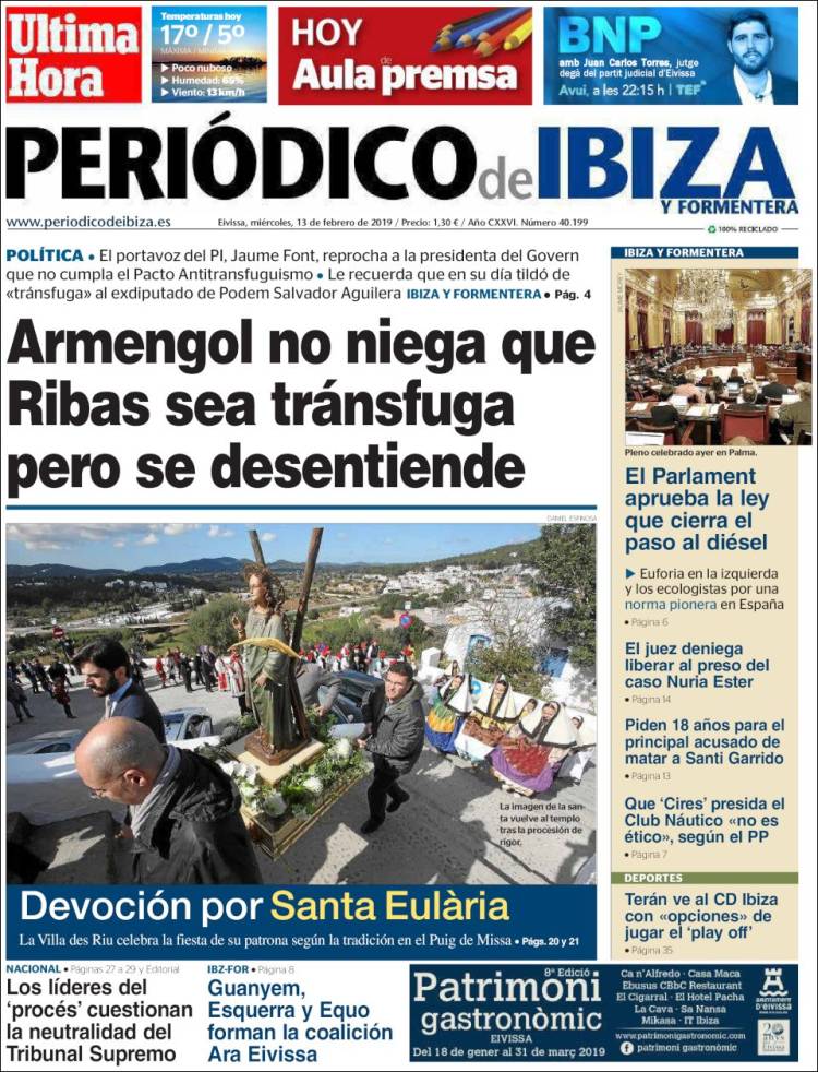 Portada de Periódico de Ibiza (España)