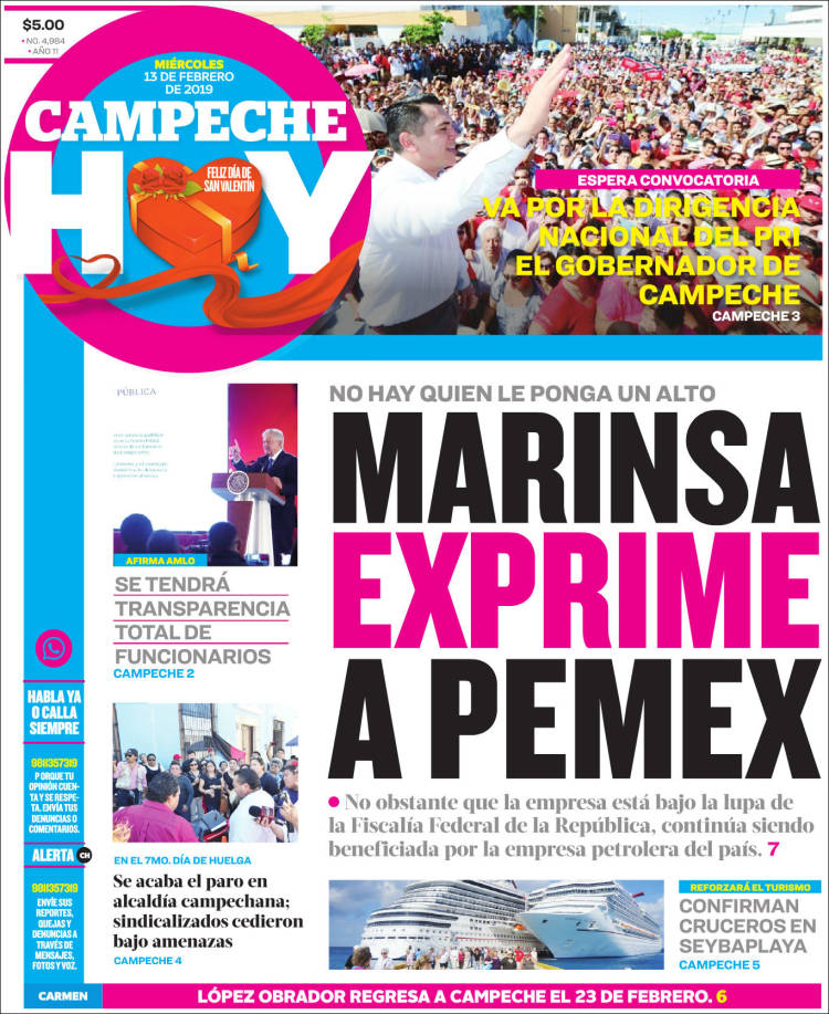 Portada de Campeche Hoy (Mexico)