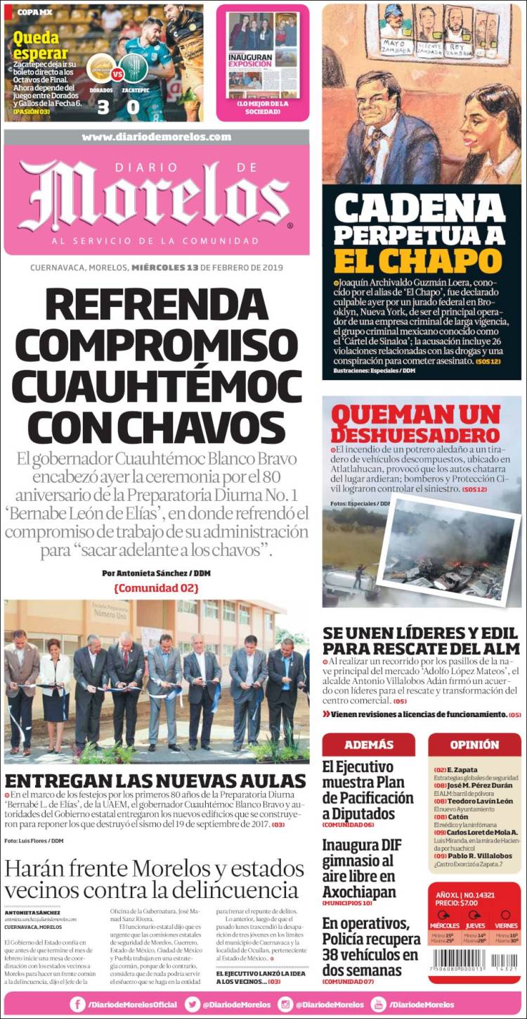 Portada de Diario de Morelos (Mexico)