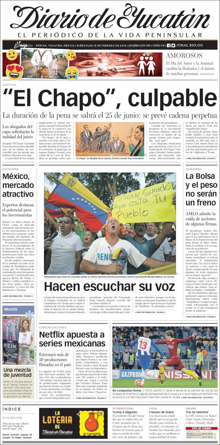 Portada de Diario de Yucatán (Mexico)