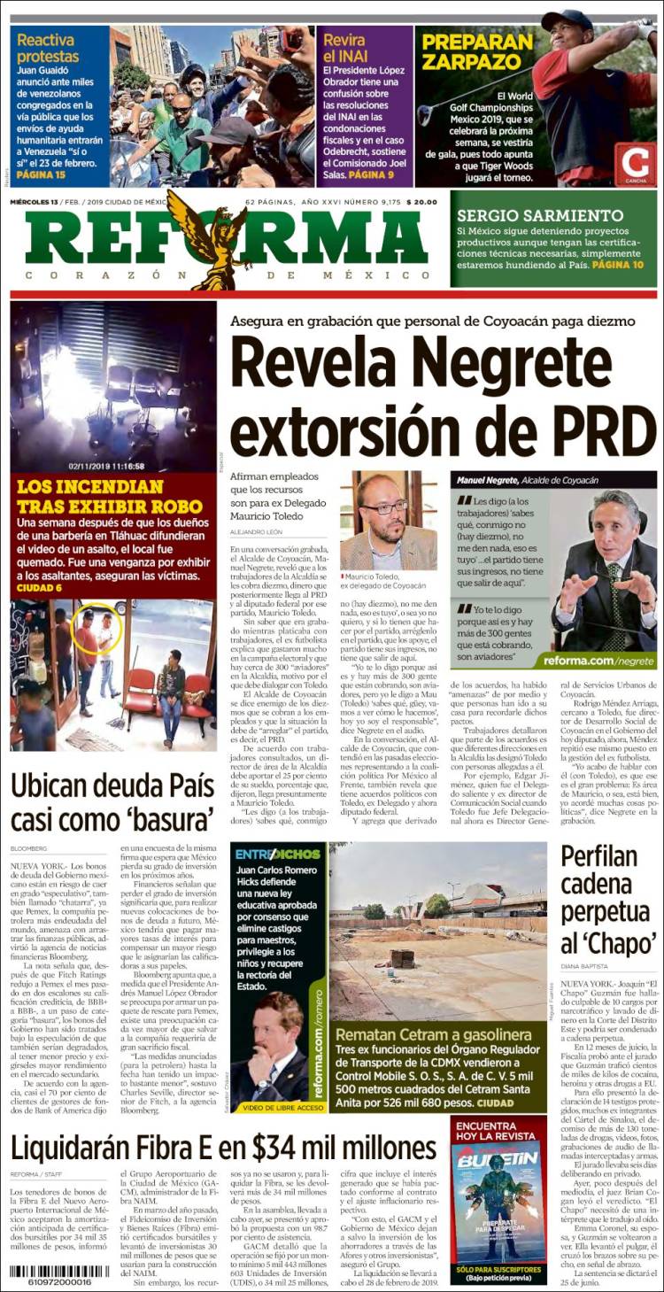 Portada de Reforma (México)