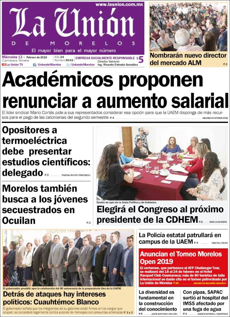 Portada de La Unión de Morelos (Mexico)