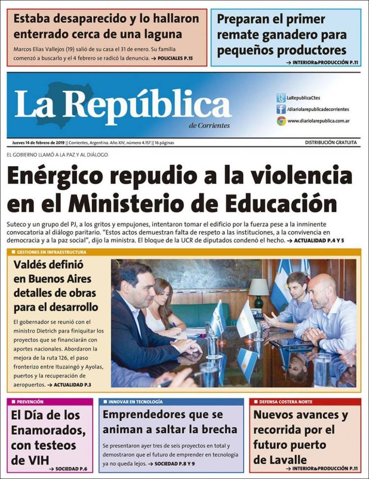 Portada de La República de Corrientes (Argentina)