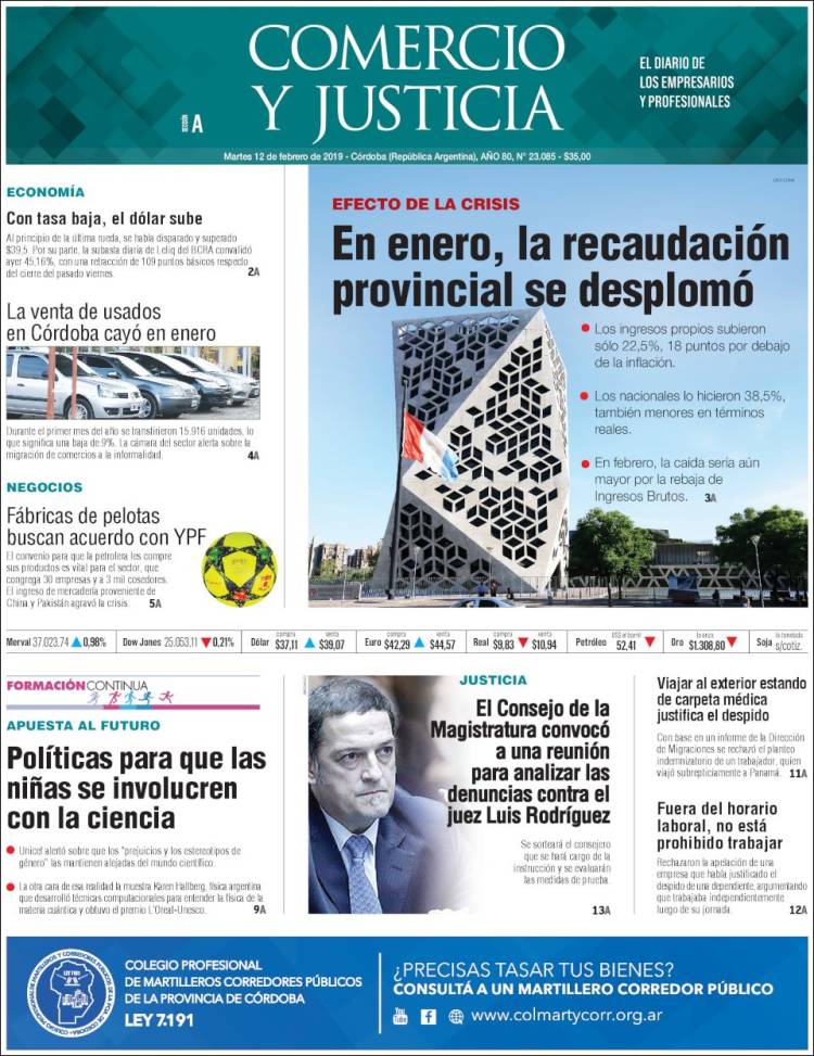 Portada de Comercio y Justicia (Argentina)