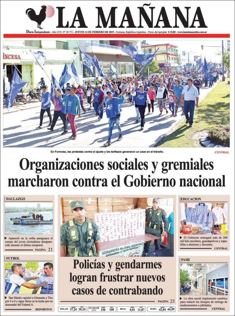Portada de Diario La Mañana (Argentina)