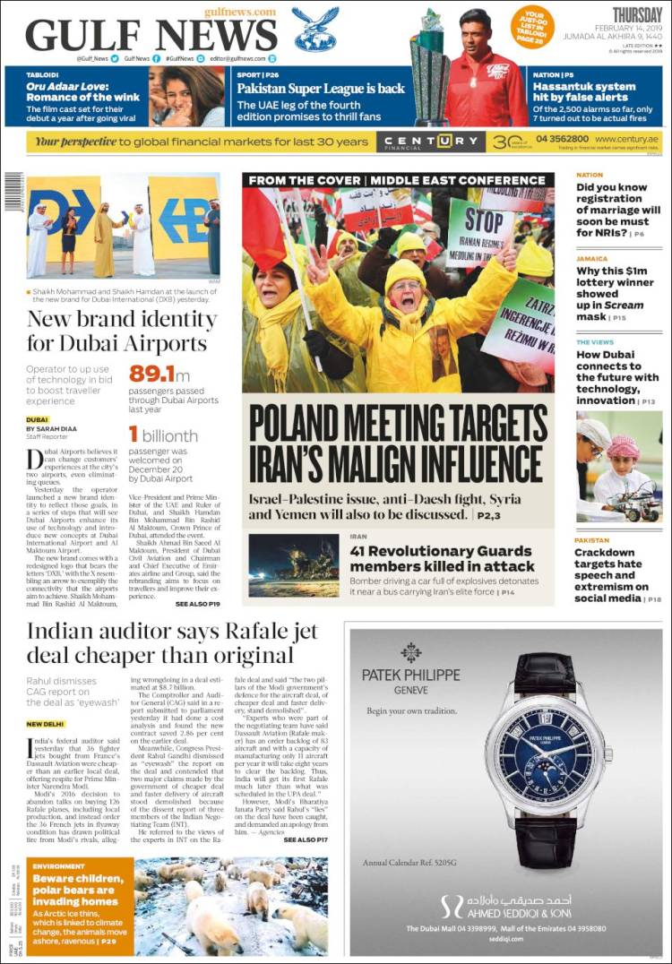 Portada de Gulf News (Asia-Pacífico)