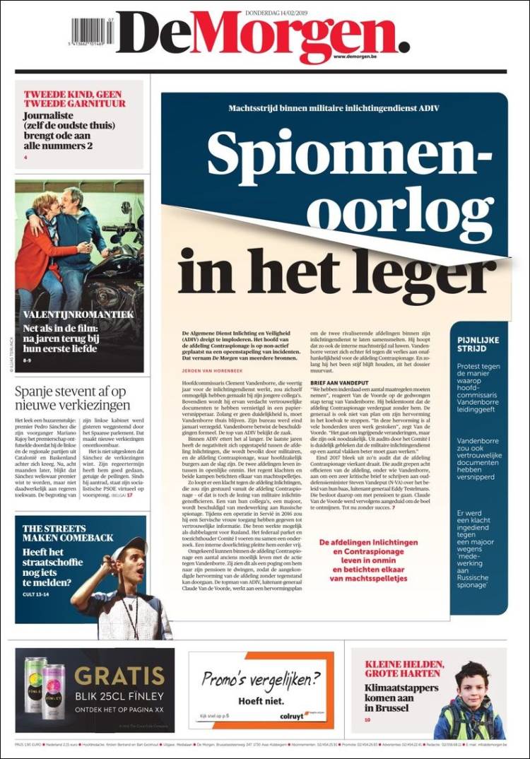 Portada de De Morgen (B&eacute;lgica)