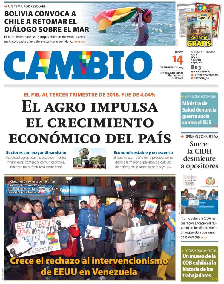 Portada de Cambio (Bolivia)