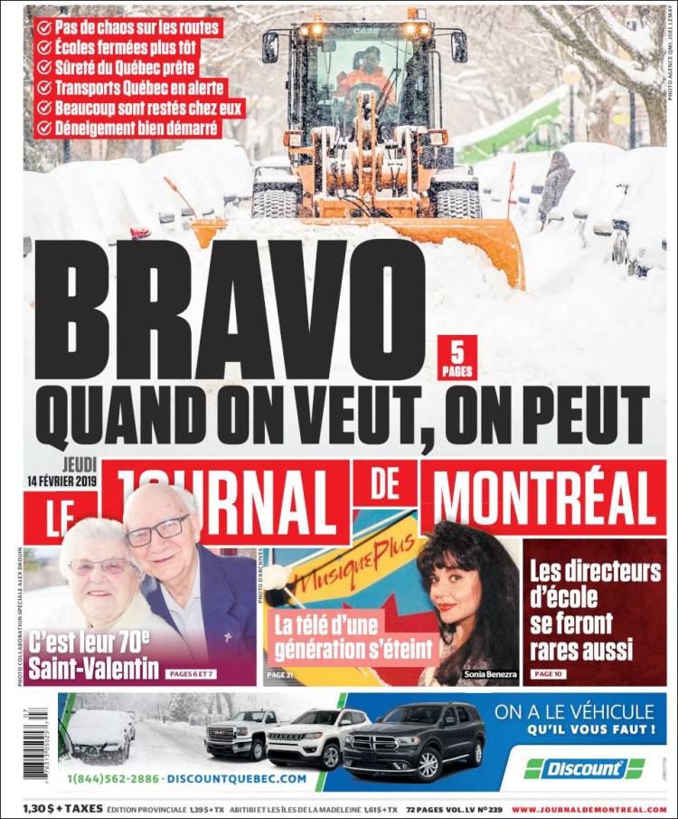 Portada de Le Journal de Montréal (Canadá)